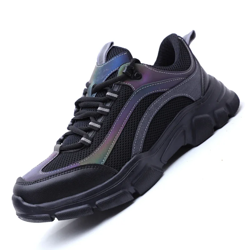 Safety Shoes Breathable Lightweight Steel Toe Anti Smashing Piercing Work Sneakers Reflective Indestructible Protective Boots