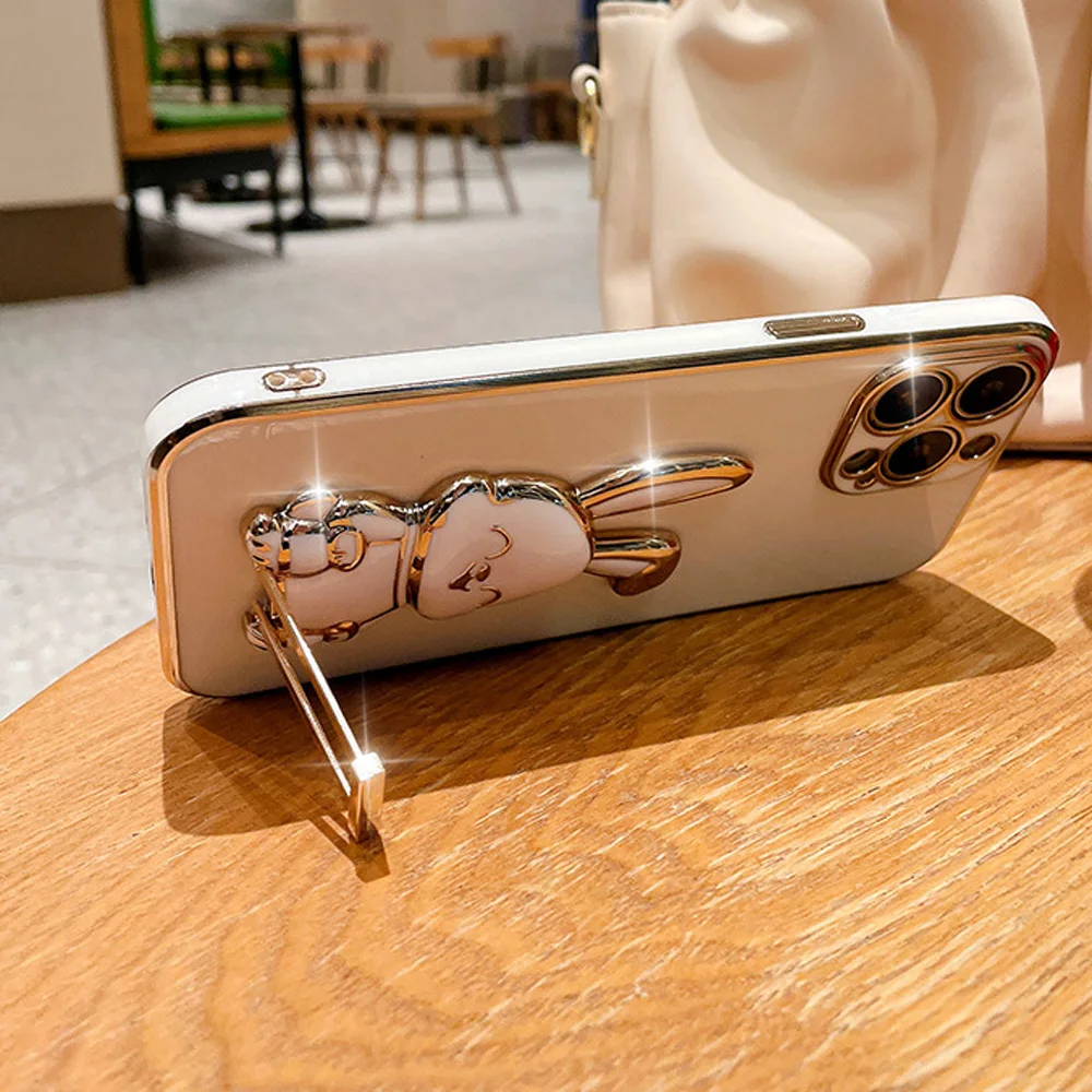 For Infinix Note 30 Pro Case Infinix Note 30 Pro note 30i Infinix Note 30 5G Phone case Cute Rabbit Holder Bracket Plating Cover
