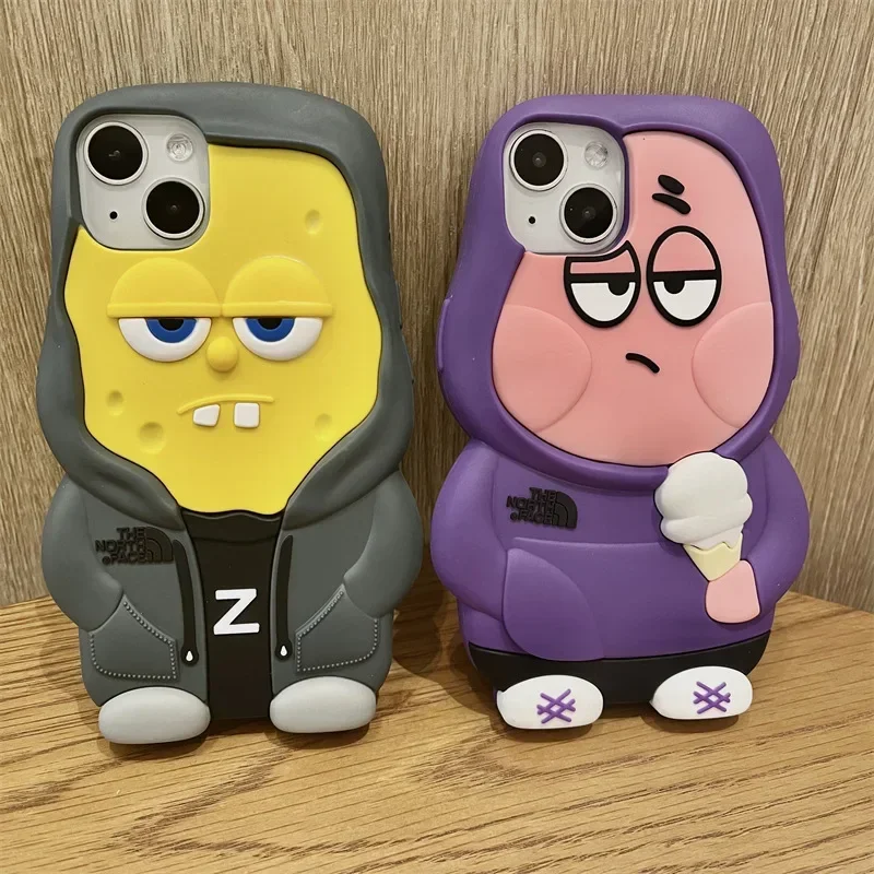 SpongeBob Patrick Phone Case for IPhone 14 Pro Max 13 12 11 X XR XS Max Anime Figure Fashion Cartoon Phone Case Fall Protection