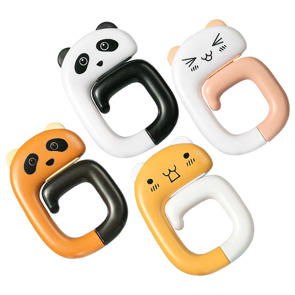 

4pcs Desk Edge Hooks Heavy Duty Foldable Cartoon Animal Design Backpack Holder Purse Hanger Plastic Reusable Home Storage