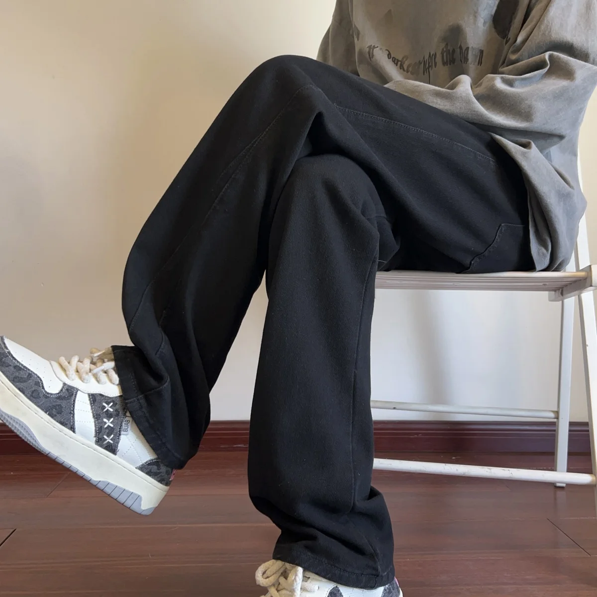 

Американские ретро-джинсы с расклешенными штанинами, прямые, свободные, широкие, повседневные, длинные, мужские, свободные повседневные прямые брюки, длинные джинсы