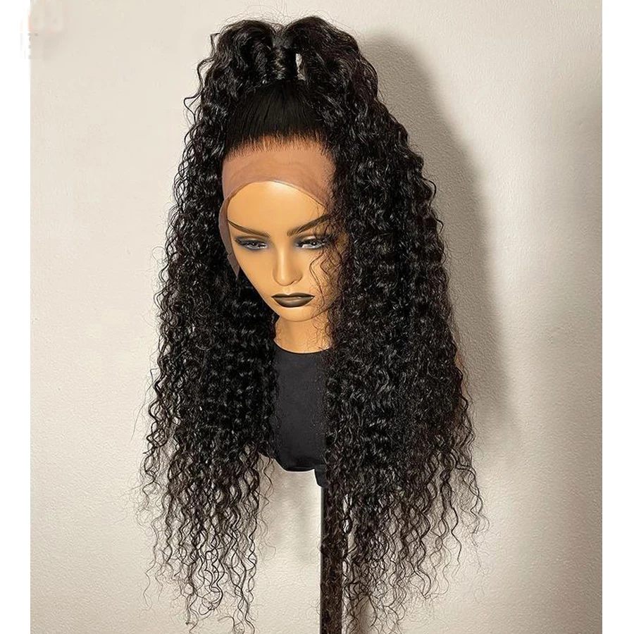 Soft Free Part 26 Inch Long 180Density13x6 Lace Front Wig For Women Kinky Curly Natural Black Babyhair Daily Glueless PrePlucked