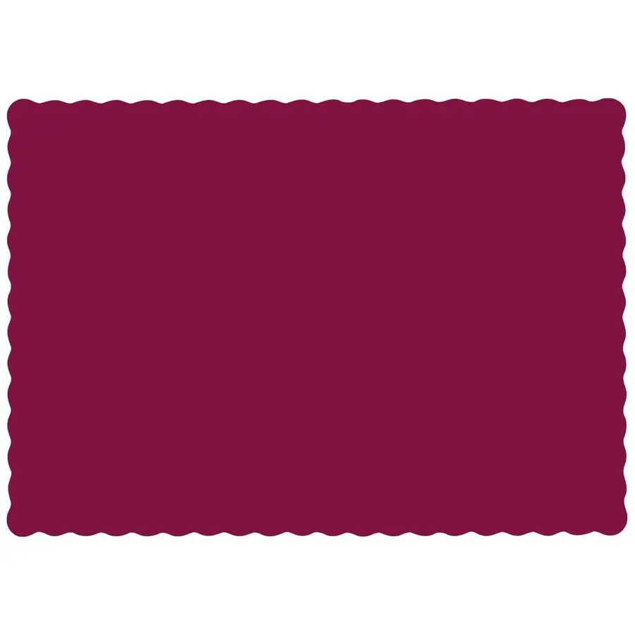 

310524 Paper Placemat, 131 2 Length x 91 2 Width, Scalloped Edge, Burgundy Case of 1000