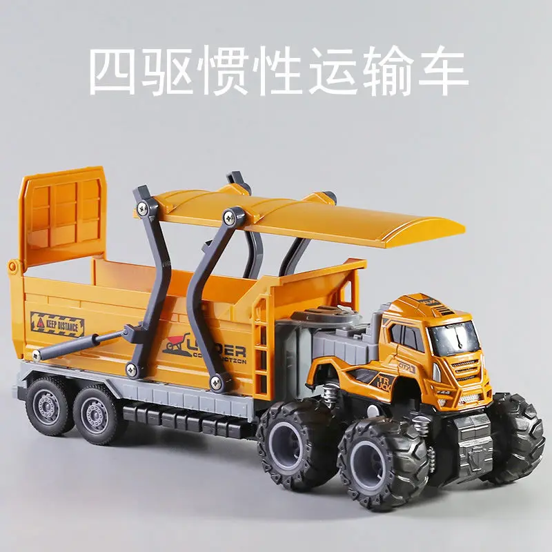 11.4 Inches Engineering Tipper Truck Vehicle Alloy Diecast Model Simulation Trailer Toy with Light Vocalize Rescue Truck for Boy