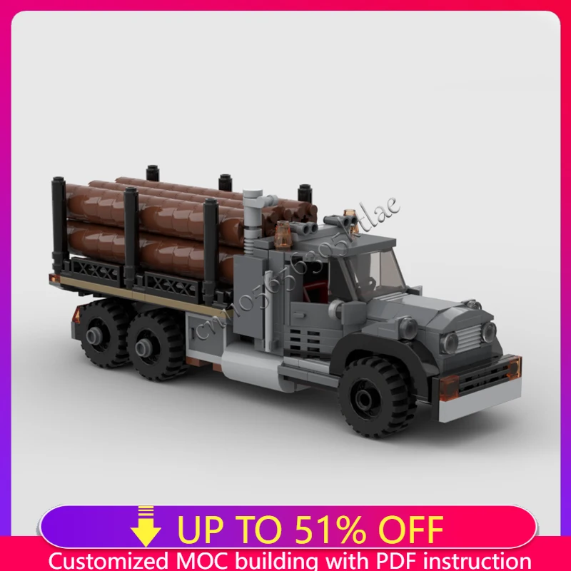 316PCS City Vehicle Series Vintage Logging Truck Build Blocks Model DIY Creative Bricks Display Collection Children's Toys Gifts