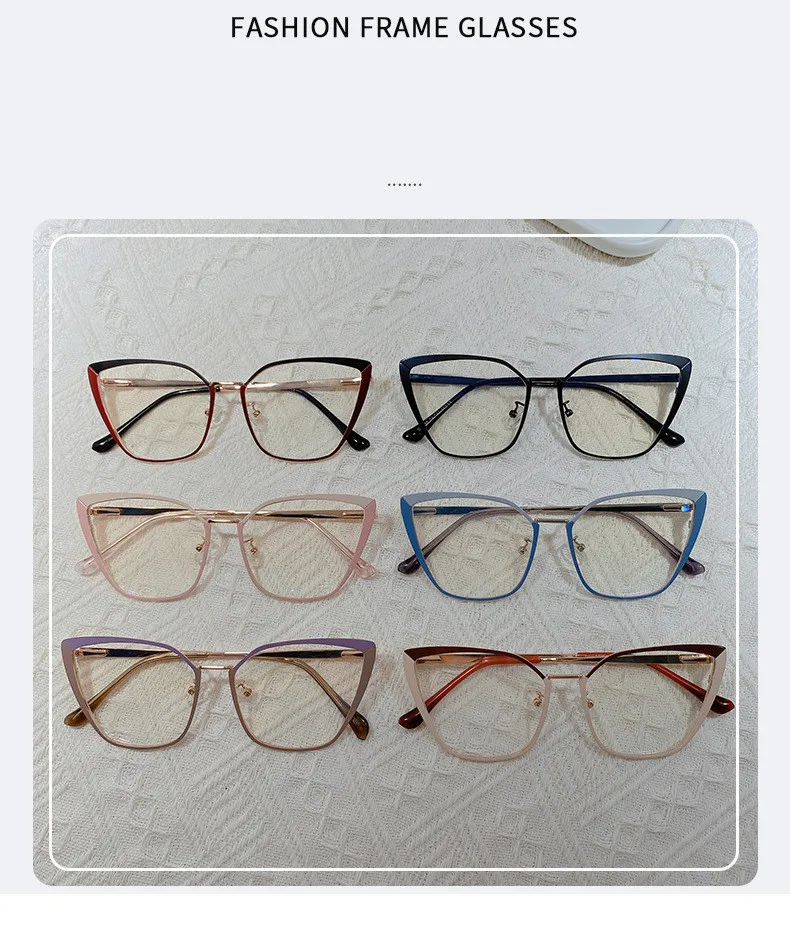 Neue Mode Marke Design Retro Cat Eye Rahmen Photochrome Anti Blau Licht Computer Frauen Lesebrille Weitsichtige Dioptrien 0-6 – Detail 2
