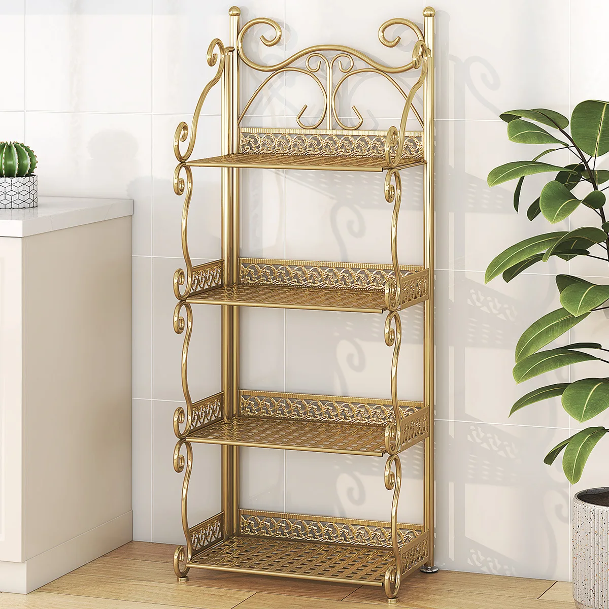 رفوف تخزين متعددة المستويات للحمام، رفوف حوض غسيل الحمام من الأرض إلى السقف، أرفف تخزين قابلة للطي للمطبخ #2