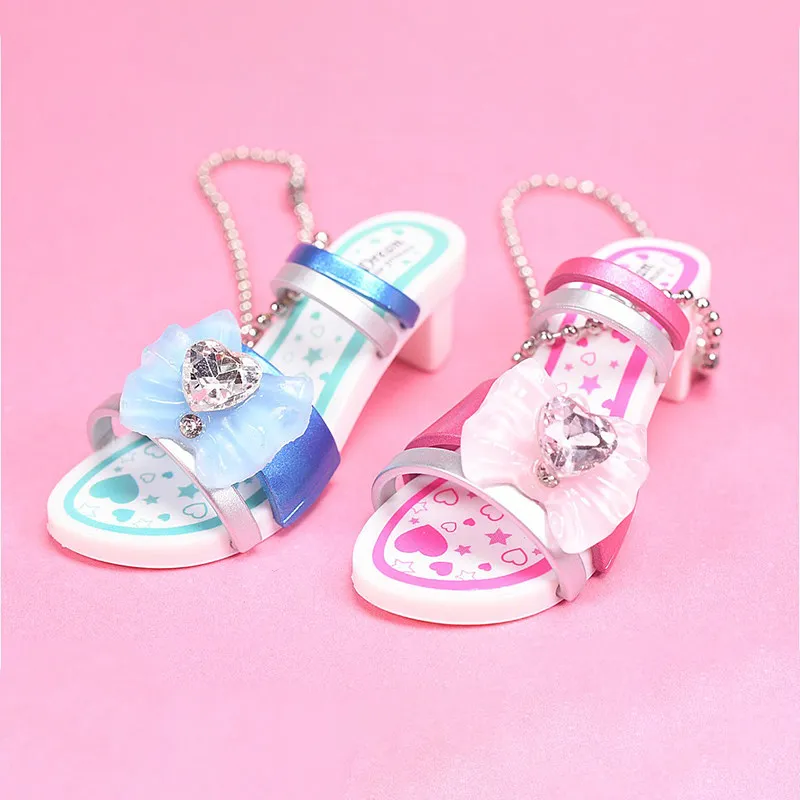Gashapon Mini Shine High Heels Flip-flops Pendant Gashapon Miniature Accessories Rhinestone Flip-flops Collectible Model Toy