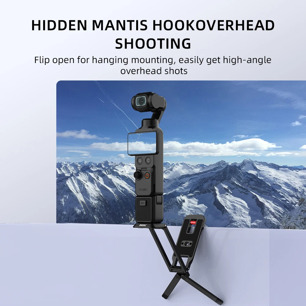 BRDRC Magnetisches Schnellwechsel-Stativ für DJI Pocket 4P/4/3/Insta360 Luna Ultra Faltbares Metall-Fotografie-Stativ mit Verstecktem Haken – Detail 3