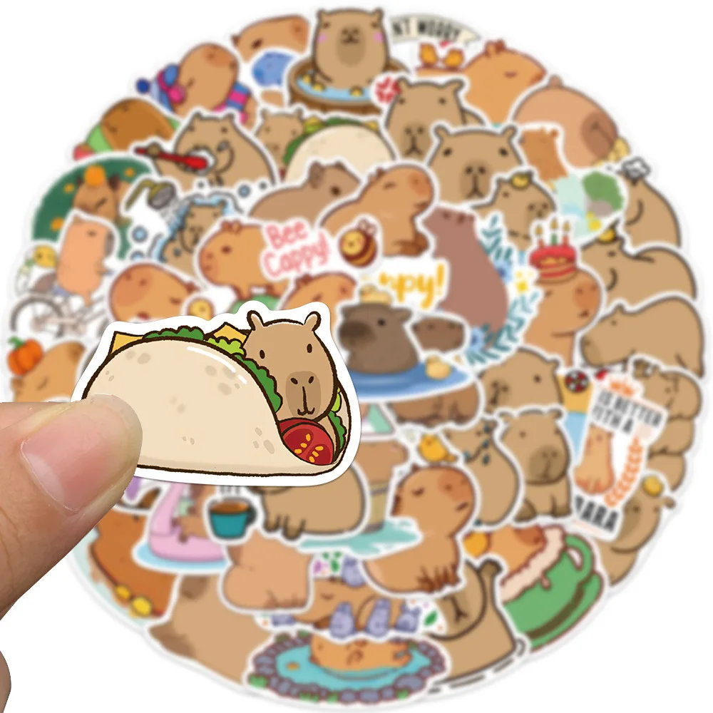 50pcs Cute Capybara Animals Cartoon Graffiti Stickers DIY Phone Guitar Laptop Notebook Suitcase Cup Waterproof Sticker Kids Toy