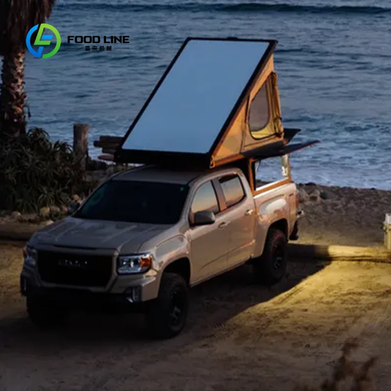 Customized pickup wedge camper unit sliding side window locking mechanism for mid‑size offroad pickup truck camping conversion