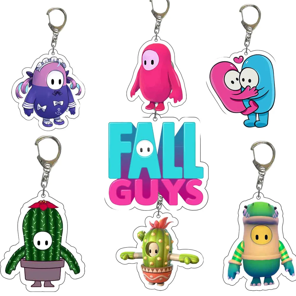 Game Fall Guys Acrylic Keyring Figure Model Cartoon Keychain Cosplaying Cute Backpack Key Chain Pendant Accessories Fans Gift