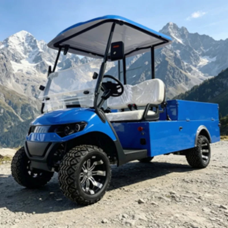 Electric Golf Cart,Product Eco-Resorts Modern Commercial Car Folding Windshield Beach Cart Rear Cargo Box 12-Inch Off-Road Tires
