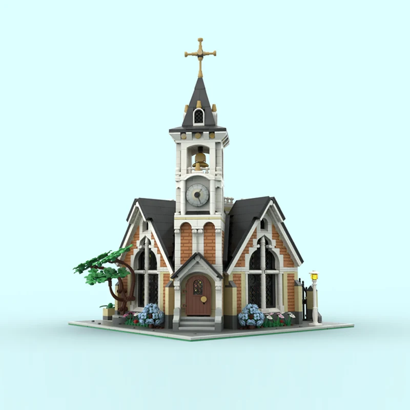 Briques de construction MOC modèle Street View, église architecturale ancienne, technologie modulaire, cadeaux de vacances, jouets à assembler pour enfants, costume