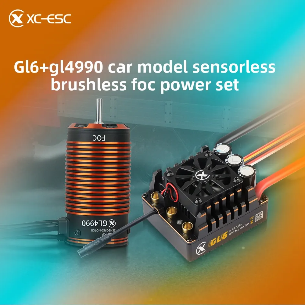 

New XC-ESC GL6 200A ESC & GL4990 1500KV Sensor-Equipped Brushless Motor Combo for 1/6 Scale RC Tracked Car Accessories