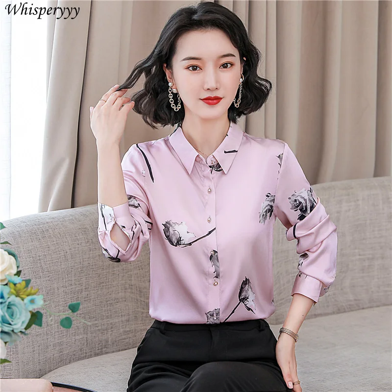 Women's Blouse Spring Autumn New Long-sleeved Printing Tops Female Fashion Turn-down Collar Chemise Femme Casual Shirt