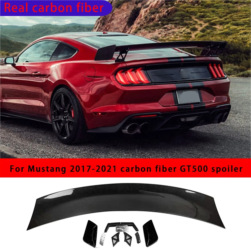 Suitable for Ford Mustang 2017-2021 carbon fiber GT500 spoiler Mustang GT modified JDM style Black Samurai fixed wind wing tail