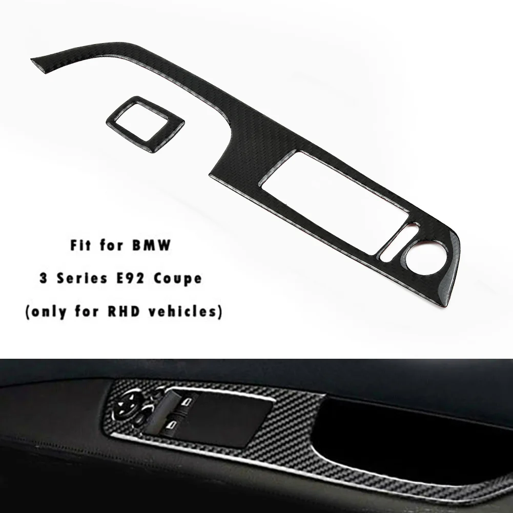 Car Door Window Switch Frame Cover Trim Real Carbon Fiber Sticker Kit For BMW 3 Series E92 Auto Interior Accessories