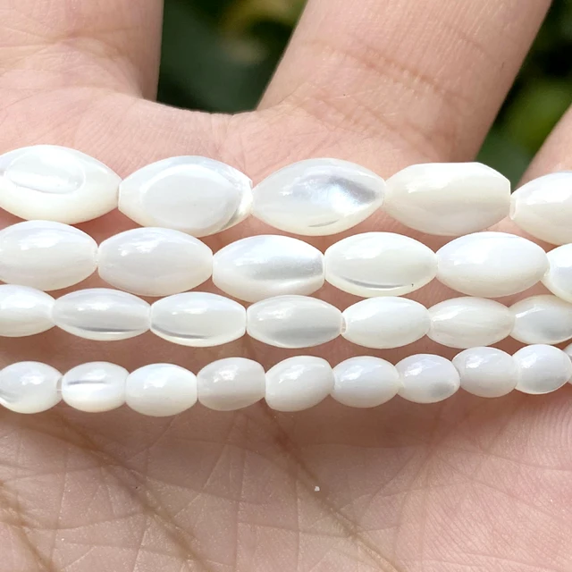 Białe owalne naturalne koraliki z muszli morskiej masa perłowa muszla luźne koraliki do tworzenia biżuterii Diy naszyjnik akcesoria do bransoletki