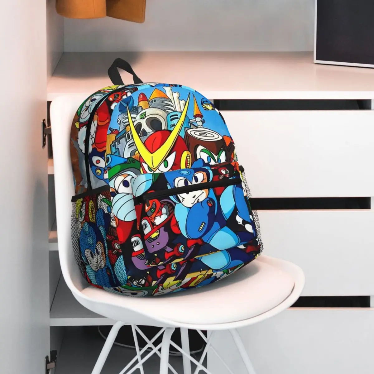

Mega Man Art Student Backpack School Bag Hiking Travel Daypack for Boys Girls Fashion Bookbag Shoulder Bags
