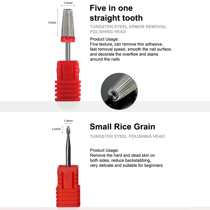 タングステン鋼ネイルドリルビット電動ネイルドリル用フライスカッター角質除去マニキュアマシンネイルファイルアクセサリー