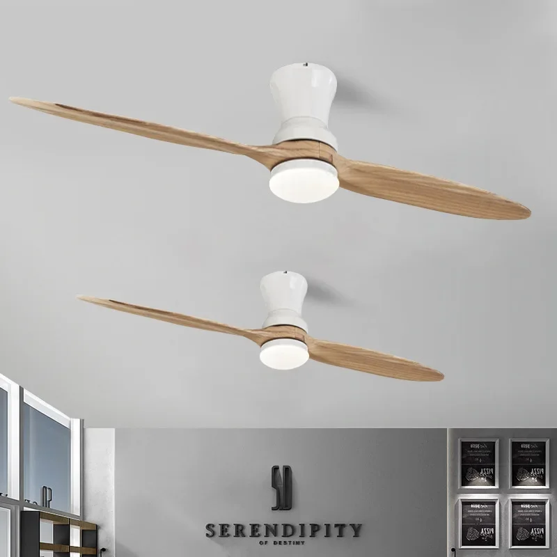 Nordic Ceiling Fan with Light Wooden Blade Office Room 60 Inch with Light Remote Control DC Motor for Living Room Bedroom