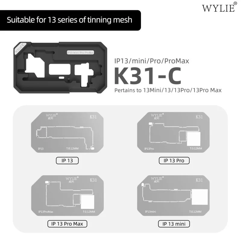 K31 Amaoe Motherboard Mid-Frame BGA Reballing Stencil Platform  For iPhone X-16 Pro Max Middle Layer Planting Tin Template WYLIE