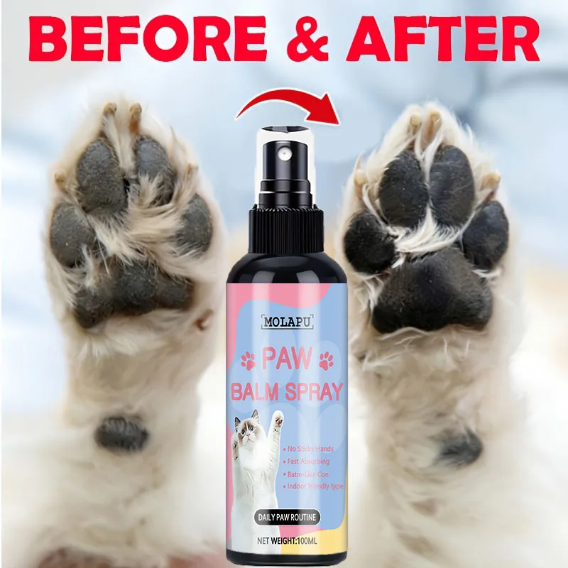 Instant Spray Paw Moisturizing Spray |   Plant-Based Moisturizer Suitable for the Dry and Rough Soles of Cats and Dogs' Paws, Helps Reduce Cracks and Dry Appearance, Spray-On, Pollution-Free Daily Care, Quickly Absorbed, Quick-Drying, Non-Greasy.