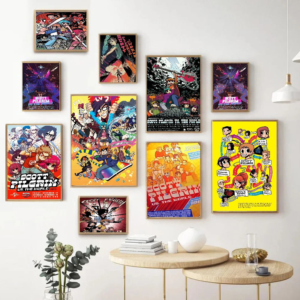 Vintage Movie Scott Pilgrim Vs. The World Anime Comedy Self-adhesive Art Poster Whitepaper Prints Posters Artwork Home Decor