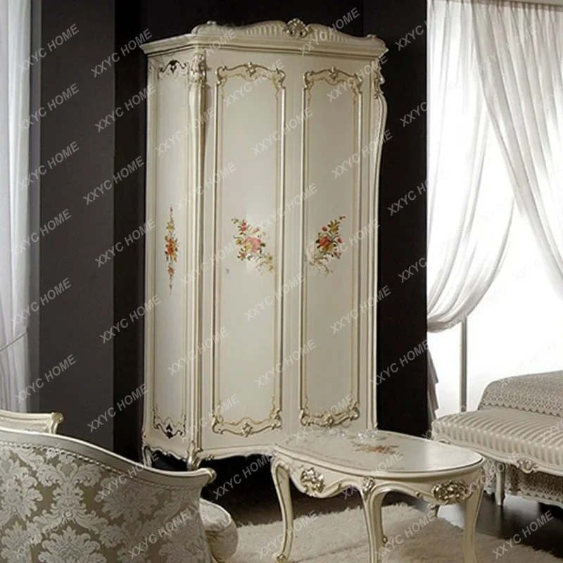 L painted wardrobe mahogany core solid wood two-door wardrobe storage home storage customization