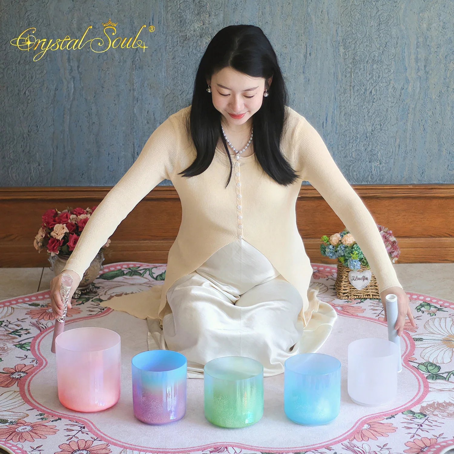 C5 528Hz Dreamy Colored Alchemy Crystal Singing Bowl Set Tibetain Cuenco De Cuarzo Crystal Bowls Bong Bowl Tigela De Cristal Quartzo Sound Bowls and Spiritual Instruments Singing Bowl Cuenco Cuarzo Cuencos Tibetanos 7 Metals Free Shipping