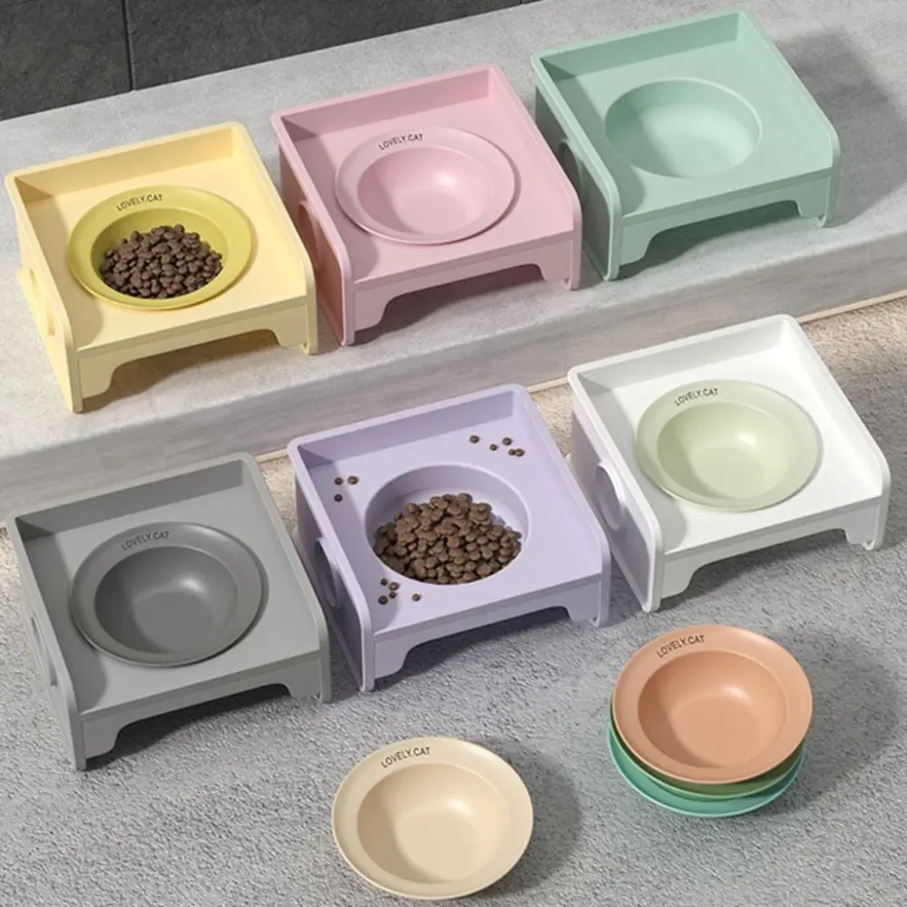 ABS Holder Spill-proof Pet Bowl Set Removable Ceramic Basin Cat Bowl Stand Floor-standing Non-Skid Dog Food Bowl Stand