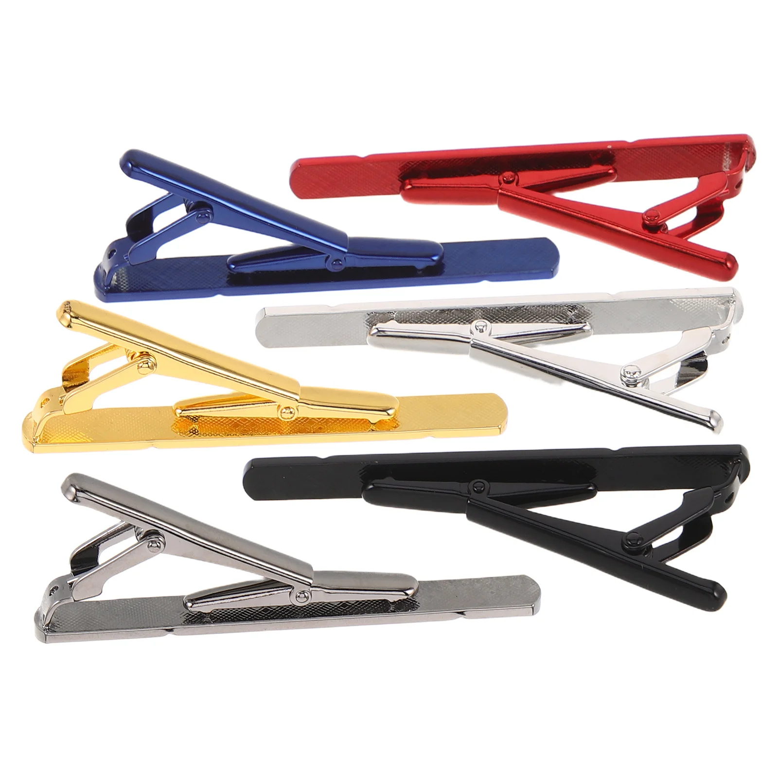 

6pcs Business Tie Clip Set Mirror Finish Slant Stripe Men Suit Accessories For Weddings Formal Occasions Gold Black