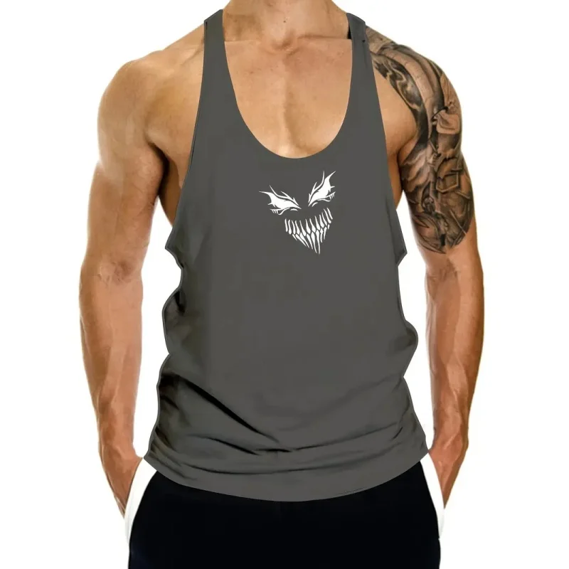 

2025 Summer Men's Tough Guy Fitness Tight Vest Exercise Muscle Shirt Fitness Sleeveless Vest Casual