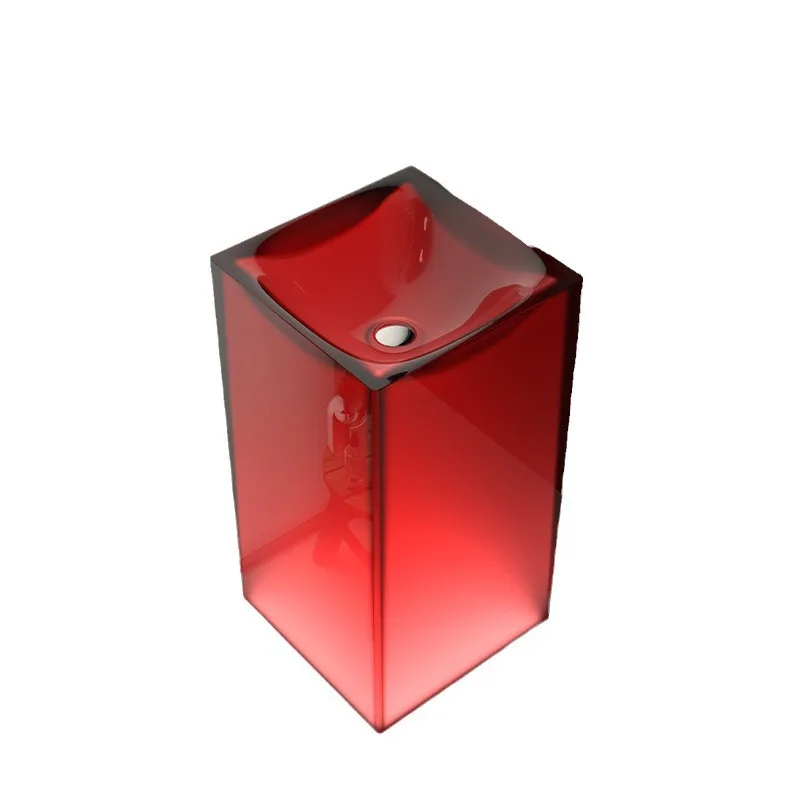 

Artificial stone wash basin square small apartment household transparent resin basin integrated light luxury style