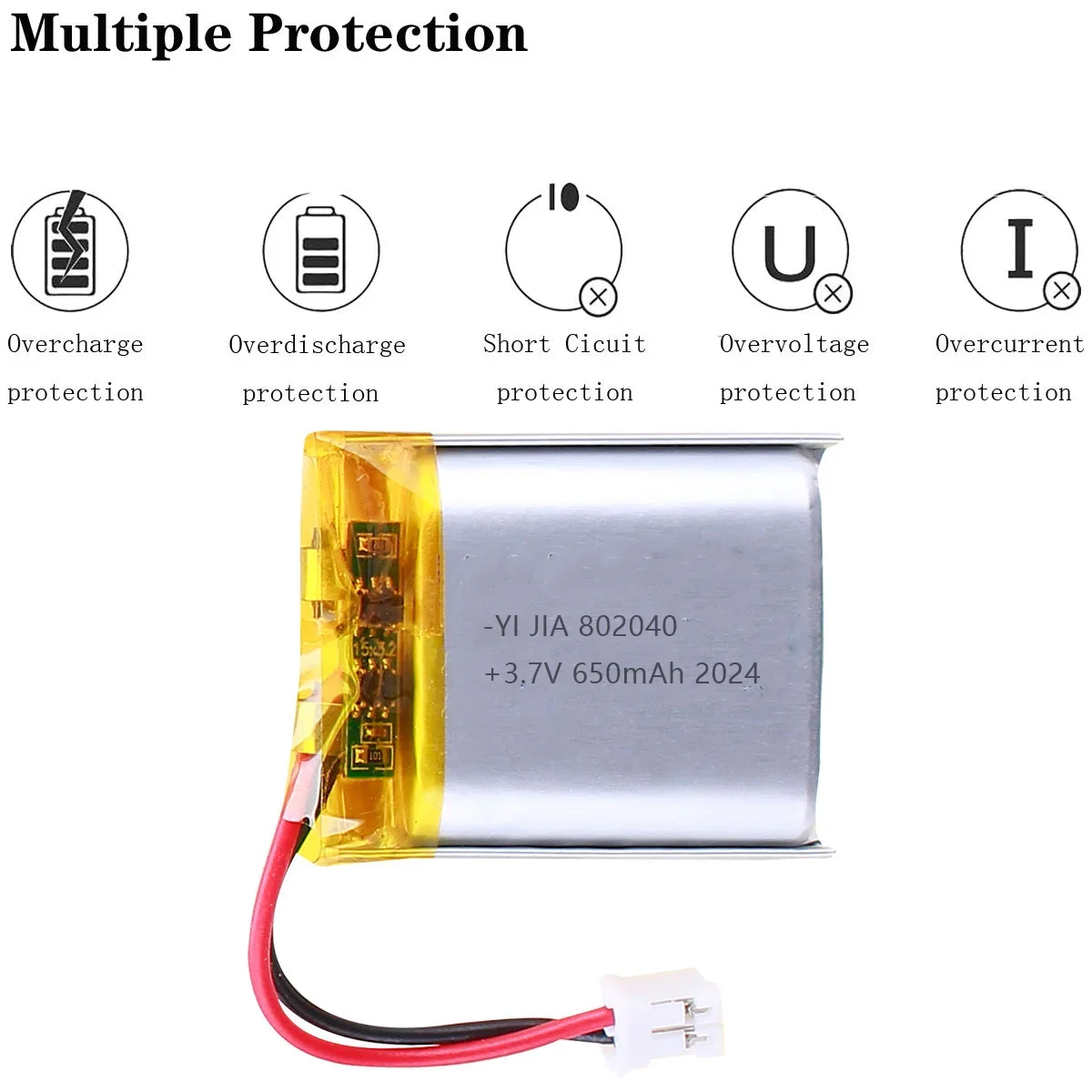 802040 Rechargeable Charging Lithium Batteries 650mAh Lithium Polymer Battery Cell 3.7V For Power Bank 802040