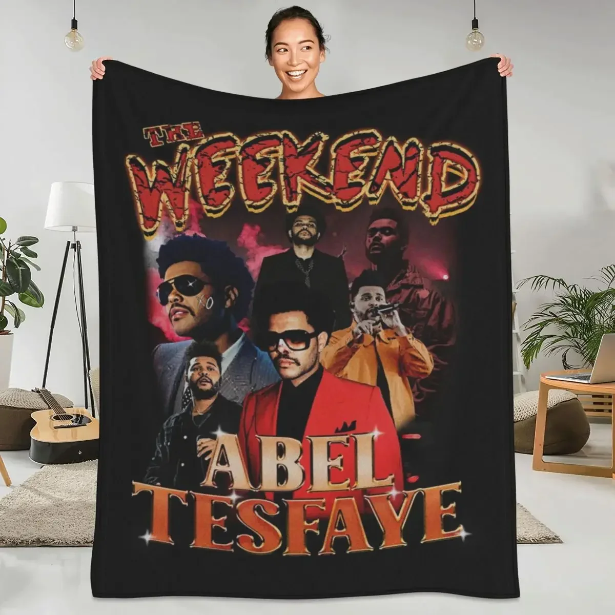 Warm Soft Blanket Travel Office The Weeknd Throw Blanket Canadian Singer Vintage Flannel Bedspread Chair Funny Sofa Bed Cover