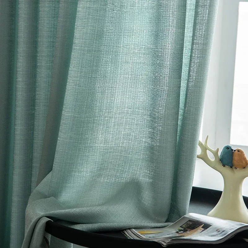 Floating Window Tulle Drapes Bedroom Heat Insulation Curtain Simple Living Room Curtains Translucent Solid Color Window Screen