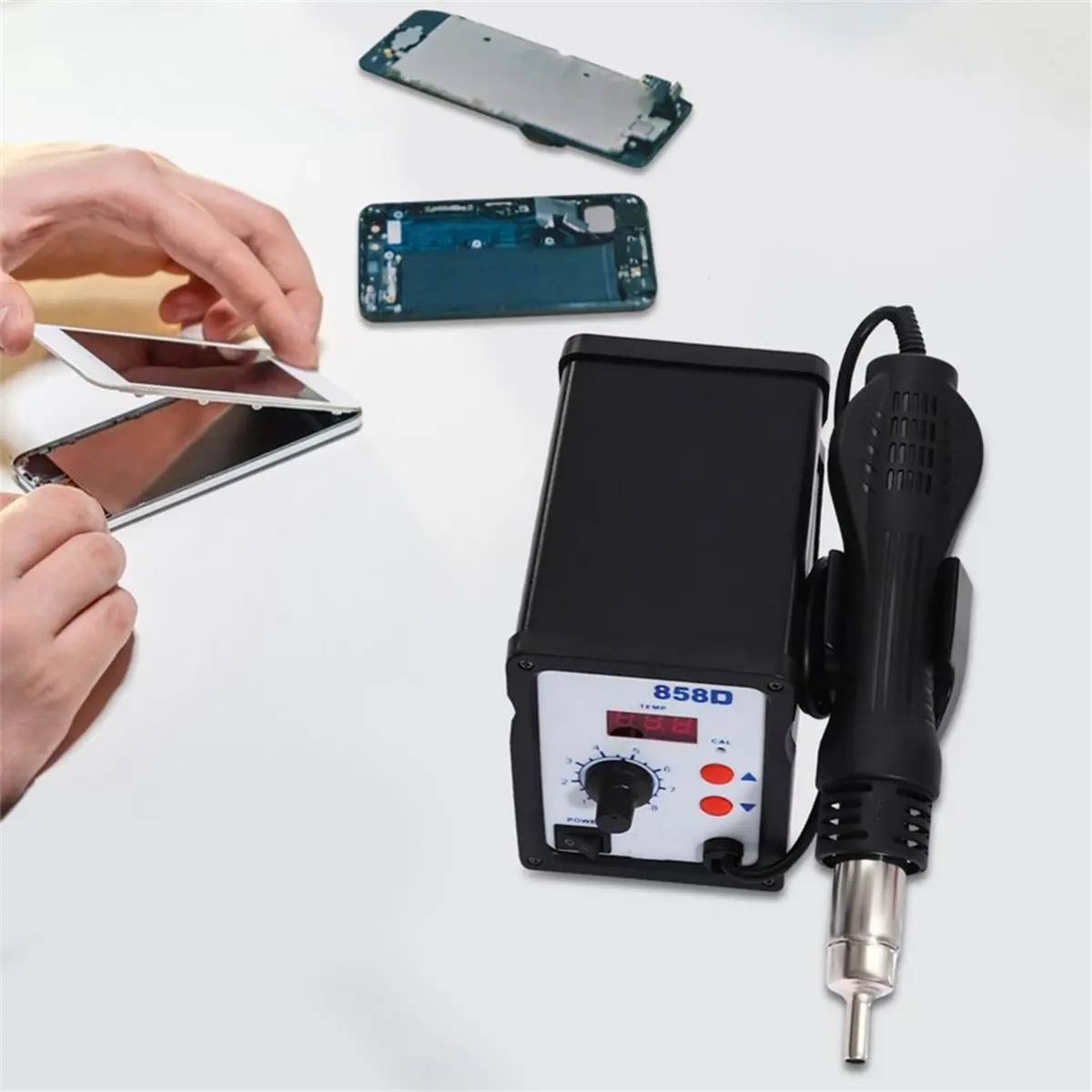 

700W 858D Hot Air BGA Soldering Rework Station Blower Hairdryer Soldering Heat SMD SMT Welding Repair UK Plug