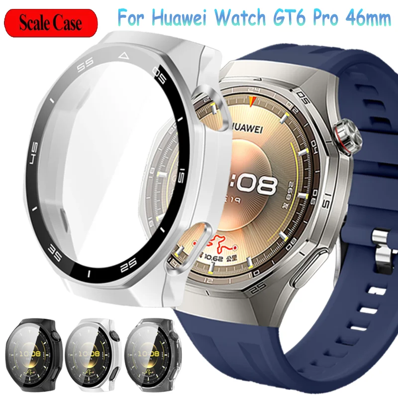 فيلم الزجاج المقسى + حافظة لهاتف هواوي ساعة GT6 Pro 46 مللي متر مقياس رسمي شاشة مقاومة للسقوط غطاء حماية لساعة هواوي GT6 Pro