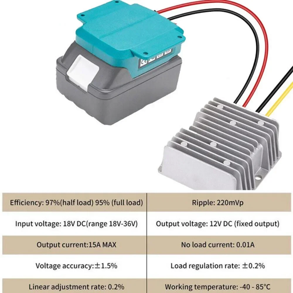 Konverter Step Down DC 18V ke DC 12V, adaptor untuk Makita 18V baterai Li-ion 180W DIY Regulator konverter Buck otomatis