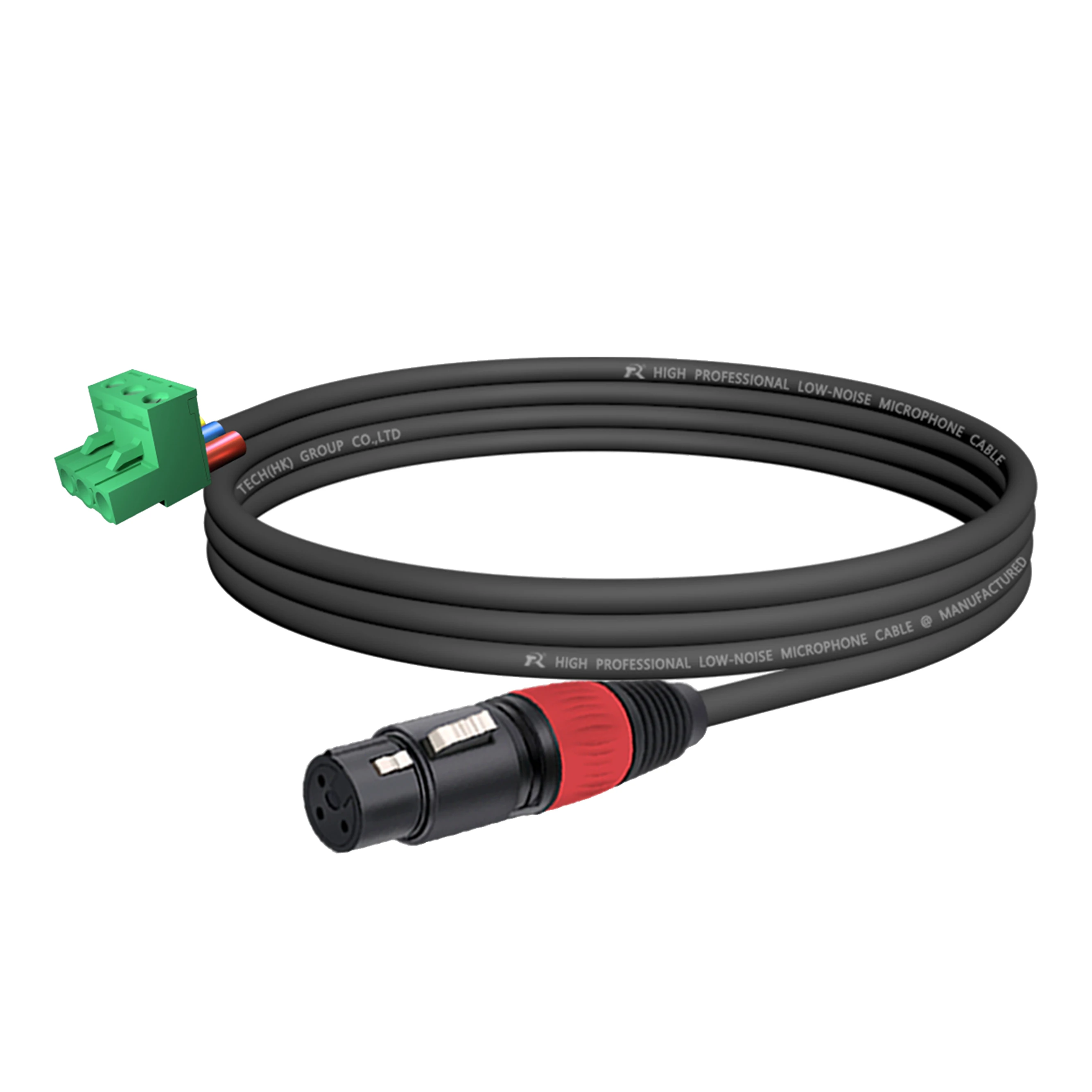 Geräuscharmes Audiokabel, PHX3M/2EDG-5.08 3-poliger Stecker Schraubklemmenblock zu 3P XLR F/M, Schwarze Kabelhülle mit Farbigem Reliefring – Detail 13