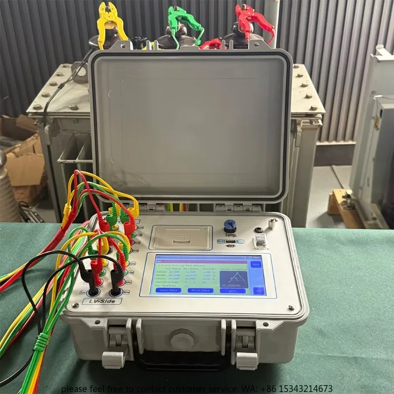 English/Spanish/French/Portuguese/Russian Transformer DC winding and turn ratio tester with output short circuit alarm