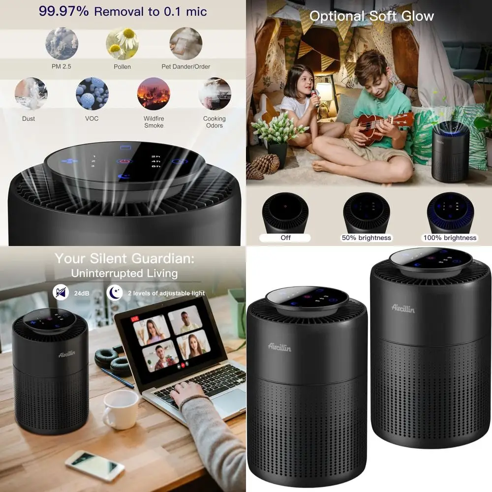 

Комплект из 2 HEPA-фильтров для очистки воздуха для спален, общежитий и гостиных - устранение запахов, удаление дыма и пыли, фильтр от шерсти домашних животных, N