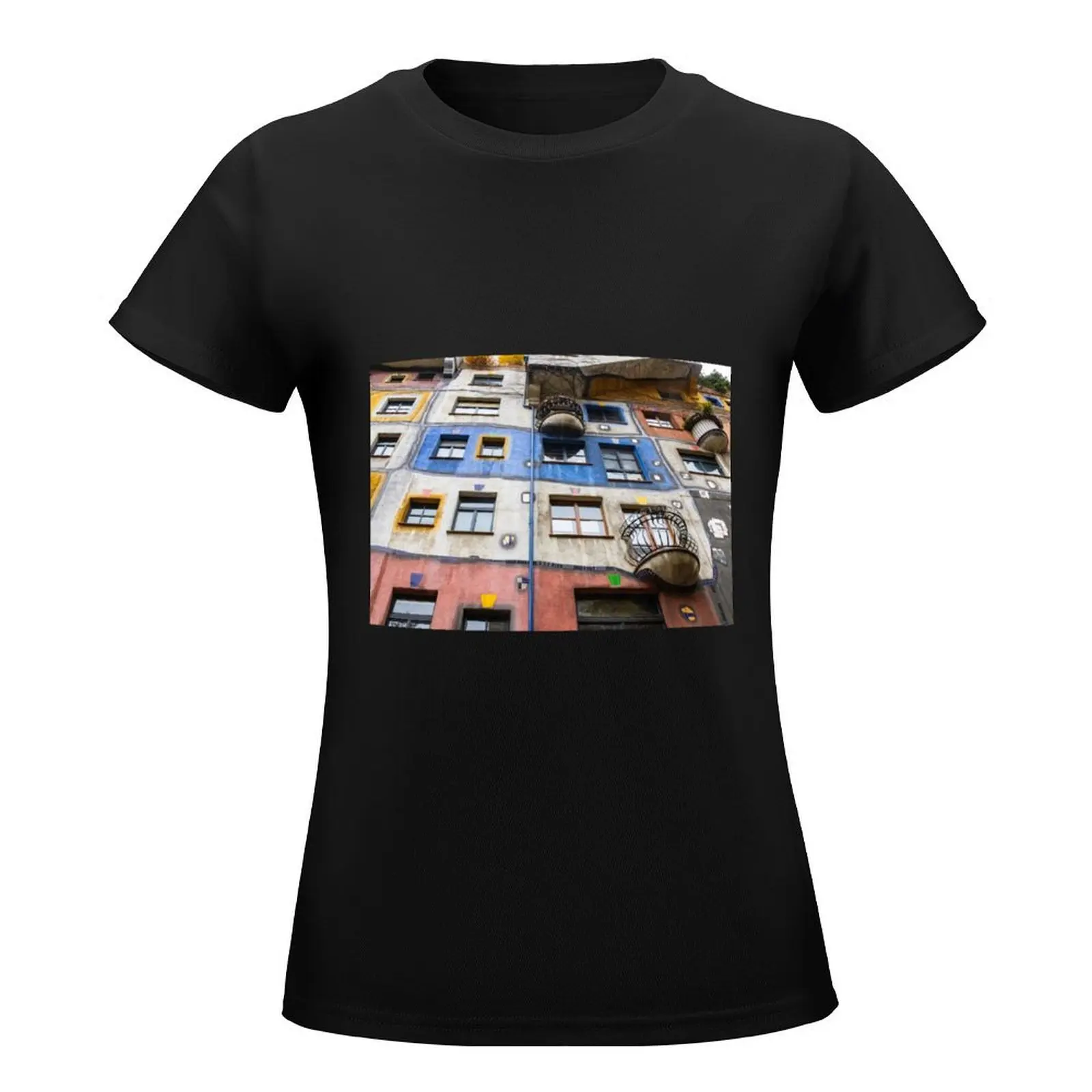 Hundertwasser house in Vienna T-Shirt customs design your own blanks summer tops kawaii clothes Women's tops