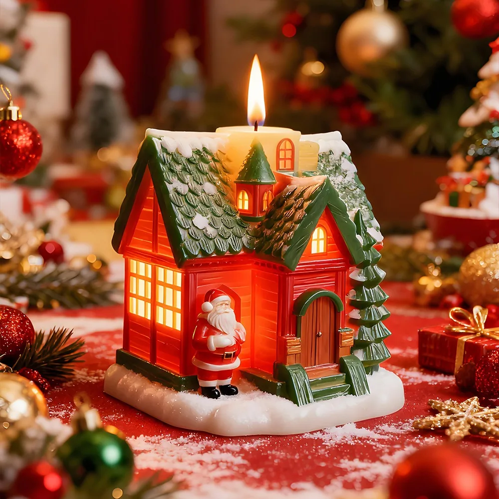 Christmas Snow House Candle Silicone Mold DIY Miniature Christmas Tree Candle Plaster Ornament Candle Molds Making Supplies - Image 6