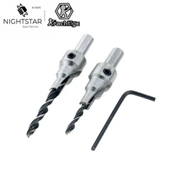 2Pcs 3Step Countersink Drill Bits Set 6mm 7mm 10mm 15mm for Wood Window Hinge Hole Saw Screw Tool