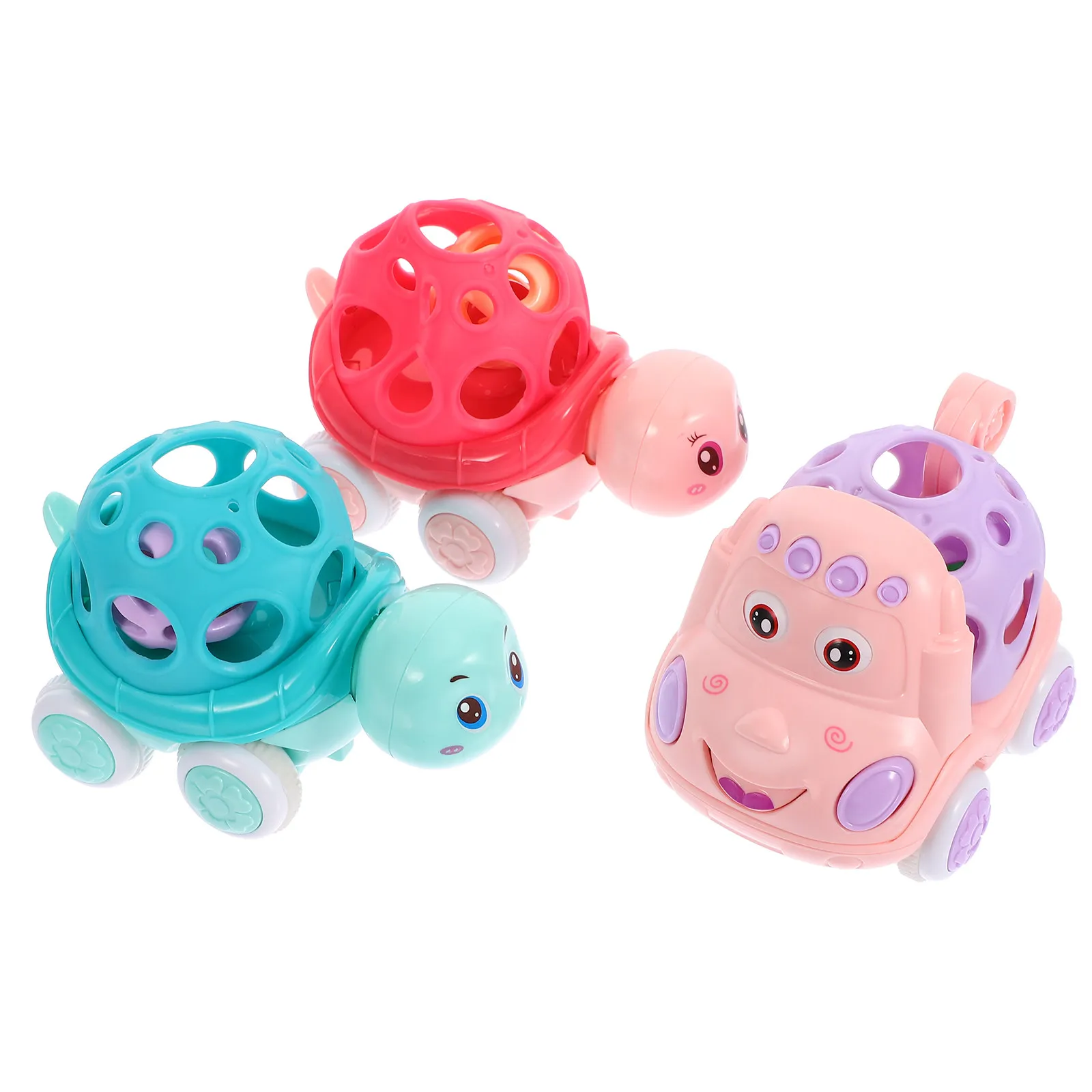 

3Pcs Cartoon Animal Push Car Inertial Drive Durable ABS Silicone Material Hand Eye Coordination Gift Car Toy Cartoon Vehicle
