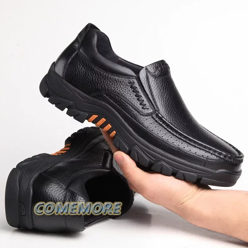 New Casual Business Leather Shoes Men Soft Sole Breathable Lightweight Spring Autumn Anti Slip Male Designer Loafers Black Brown