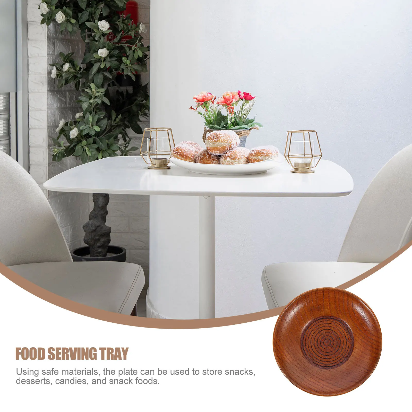 

Round Wooden Food Storage Plate Snack Holder Home Dessert Tray Fruit Serving Tray Decorative Wood Plate Snack Holder